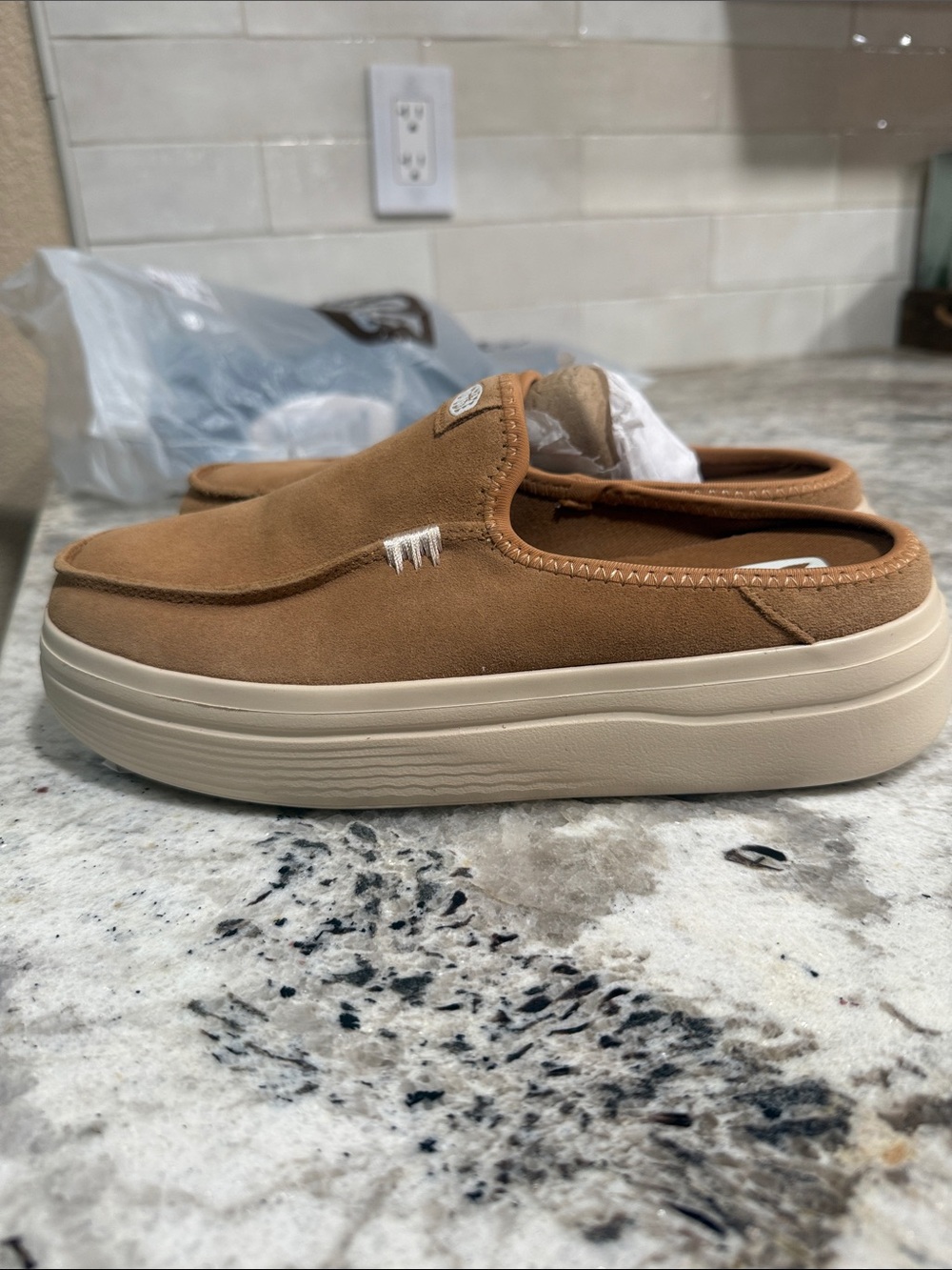 Hey Dude Suede Slip-On Loafers in Cognac Brown - Picture 3 of 5